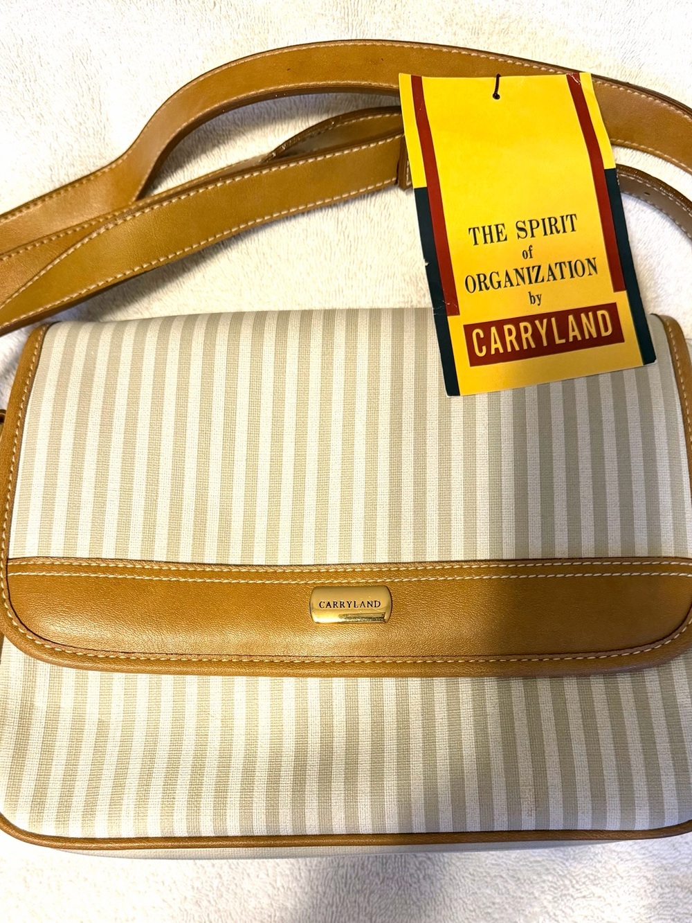 Carryland Tan & Cream Striped Shoulder Bag